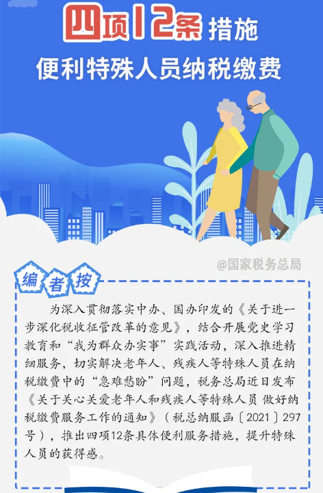 一图带你了解四项12条措施便利特殊人员纳税缴费！